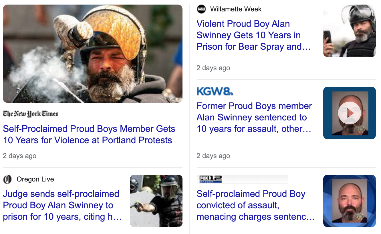 Proud Boy Alan Swinney jailed for crimes in portland, oregon