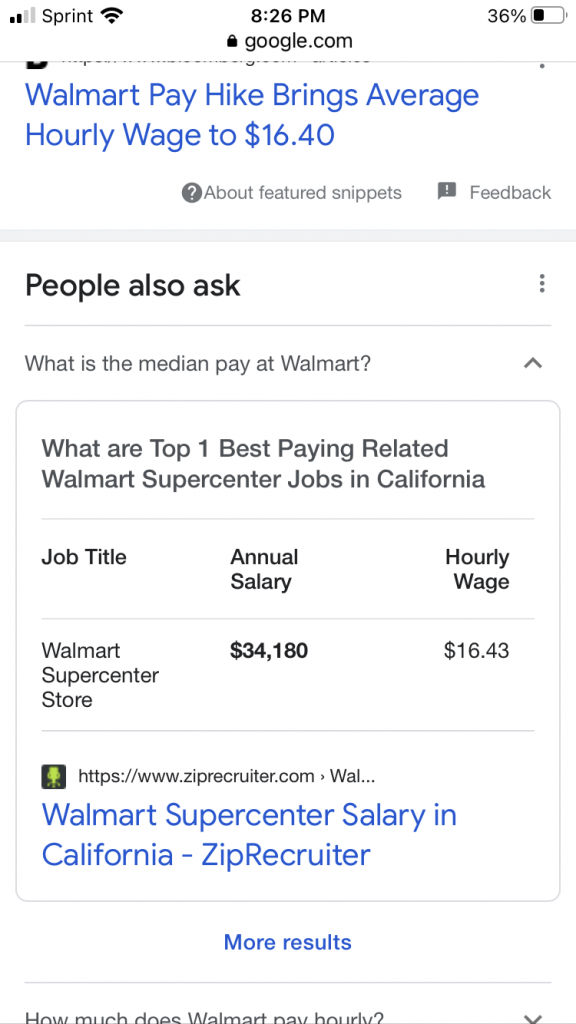 Average hourly wage walmart
