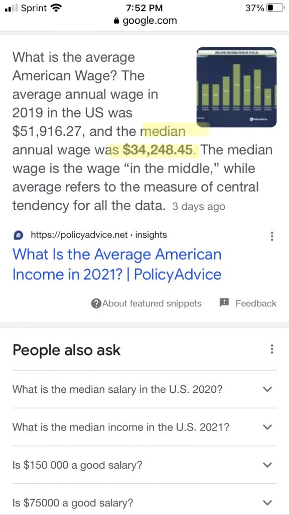 Median annual US wage