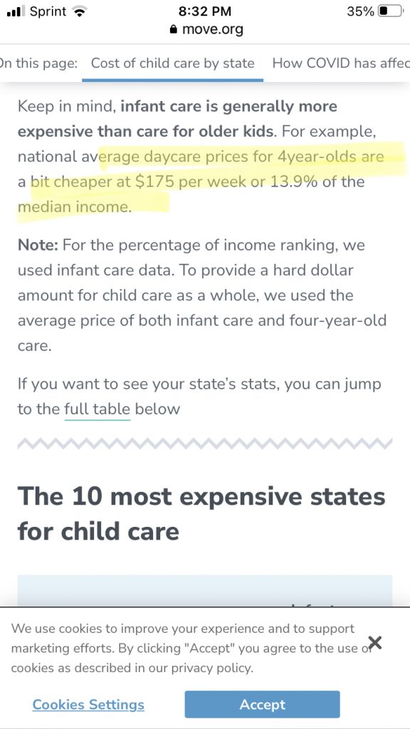 Daycare costs
