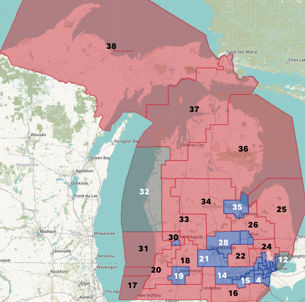 Michigan State Senate Map 2022