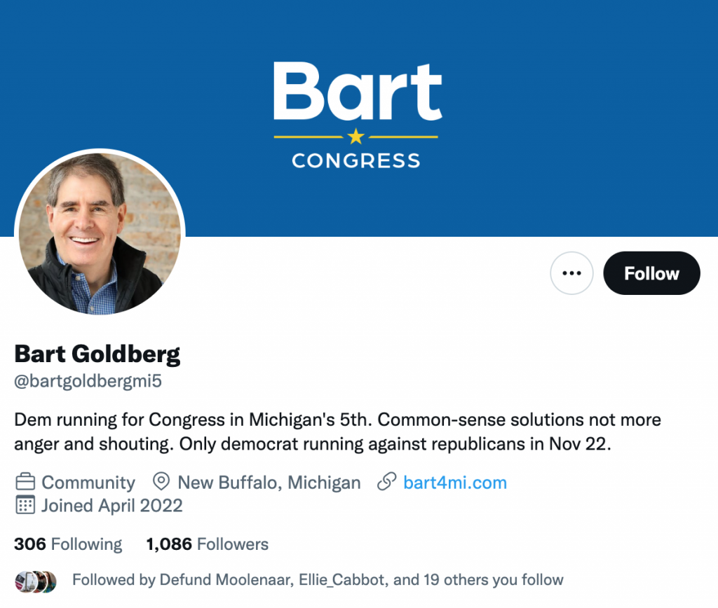 Bart Goldberg Democrat Mi-05