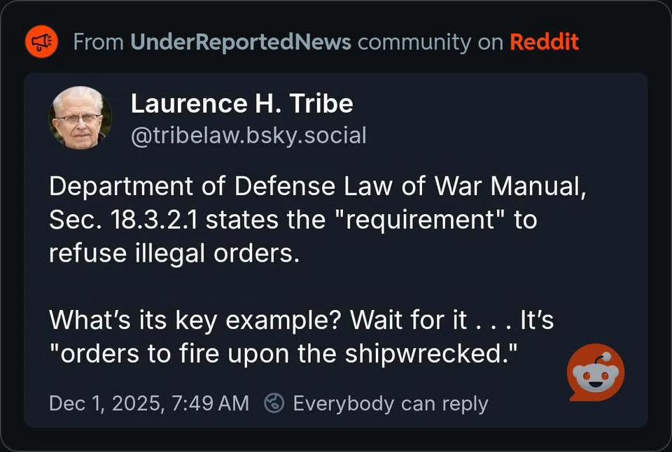 Dept of Defense Law of War manual example of an illegal order is firing upon a shipwreck