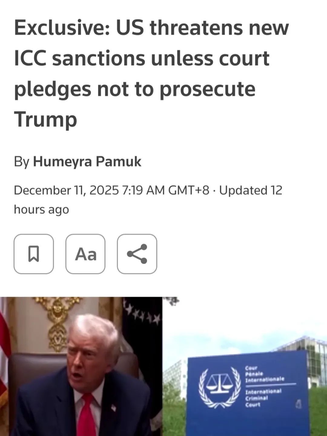 US threatens new ICC sanctions unless they pledge not to prosecute Trump